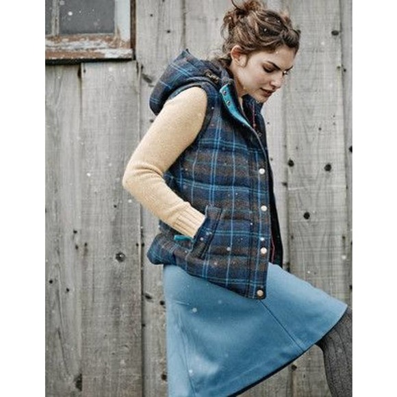 Boden Jackets & Coats Boden Pembroke Wool Plaid Vest Jacket Blue
